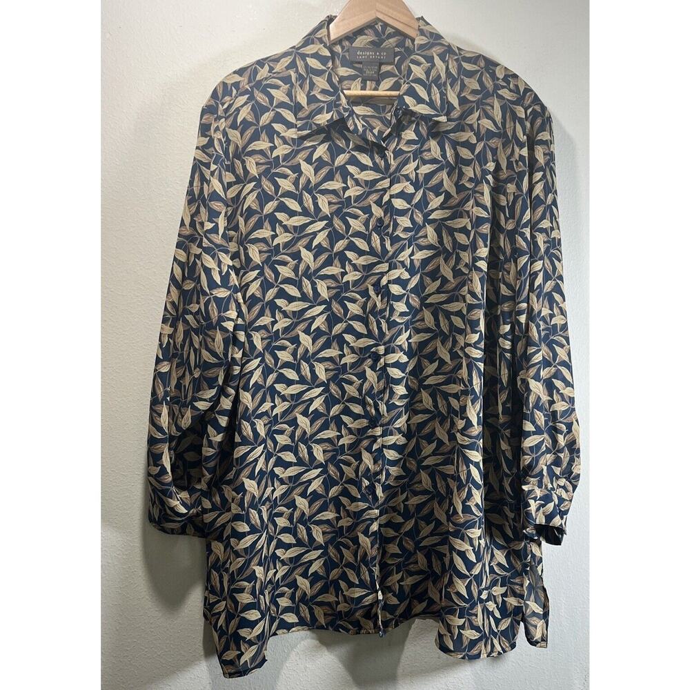 Designs & Co Lane Bryant Sheer Tunic Top Womens 22/24 Blue fall autumn vintage